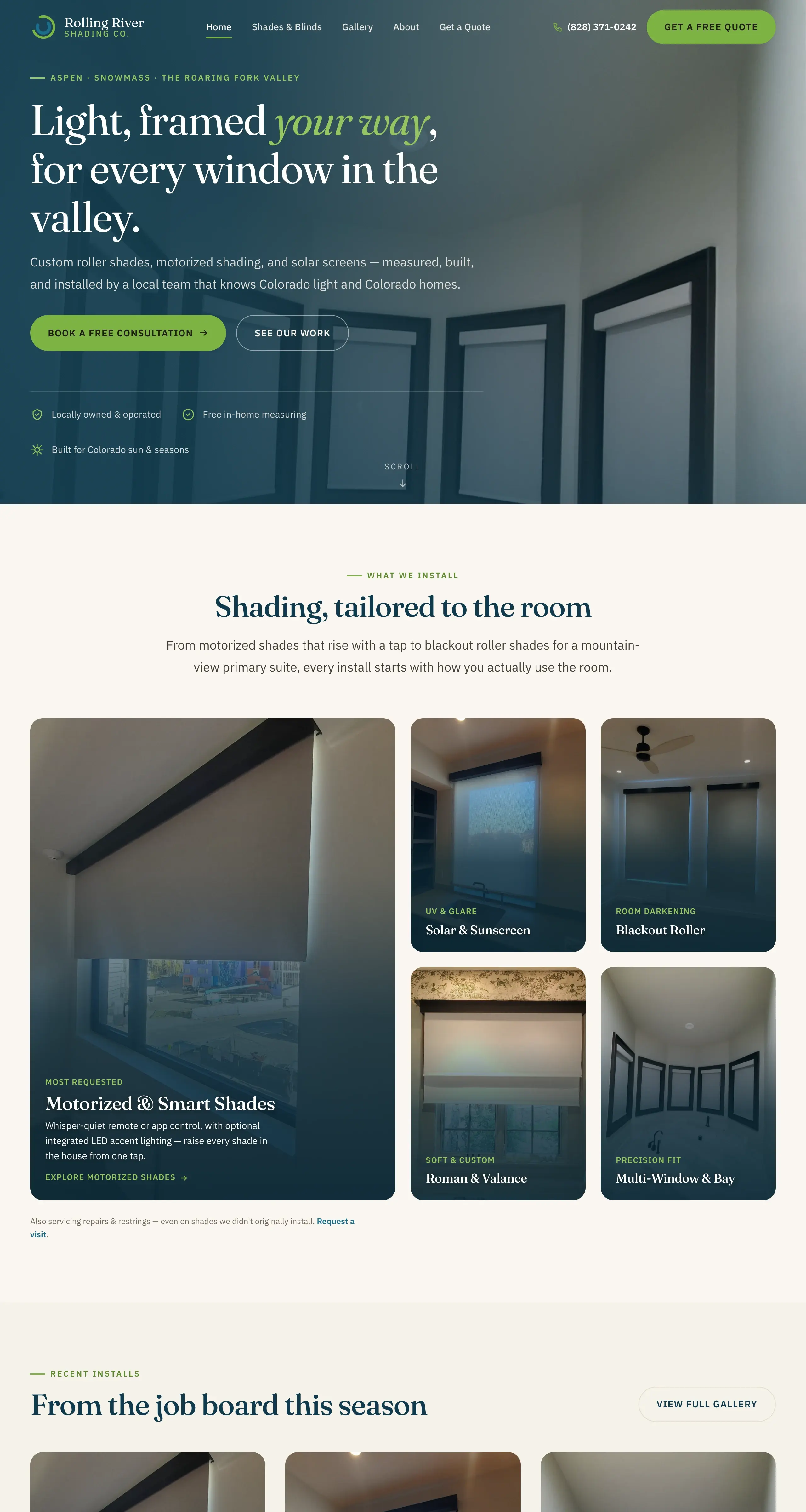 Rolling River Shading website
